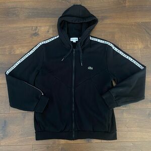Lacoste Black Fleece Zip-Up Classic Fit Hoodie Green Crocodile Logo Men's Large